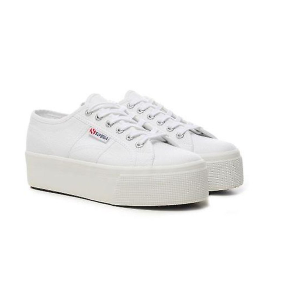 SUPERGA 2790 Acotw White Canvas Platform Sneakers Size US 7 / EU 38